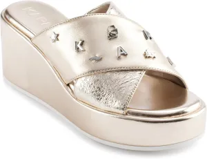 Karl Lagerfeld Paris Women's Cushioned Insole Everyday Caleigh-X Band Wedge Sandal Oxford Flat