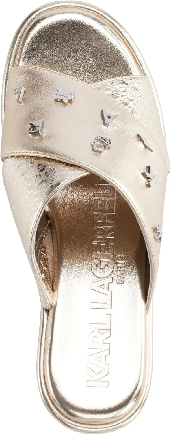 Karl Lagerfeld Paris Women's Cushioned Insole Everyday Caleigh-X Band Wedge Sandal Oxford Flat