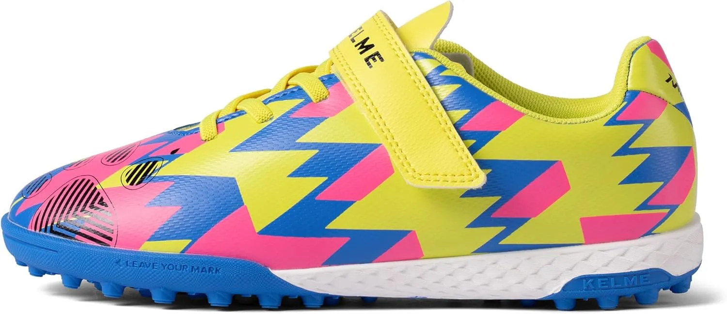 KELME Kids' Indoor Soccer Cleats, Breathable Mesh Turf Futsal Shoes, Turn-Lock, Boys Girls Football Baseball Softball Sneaker for Little/Big Kid