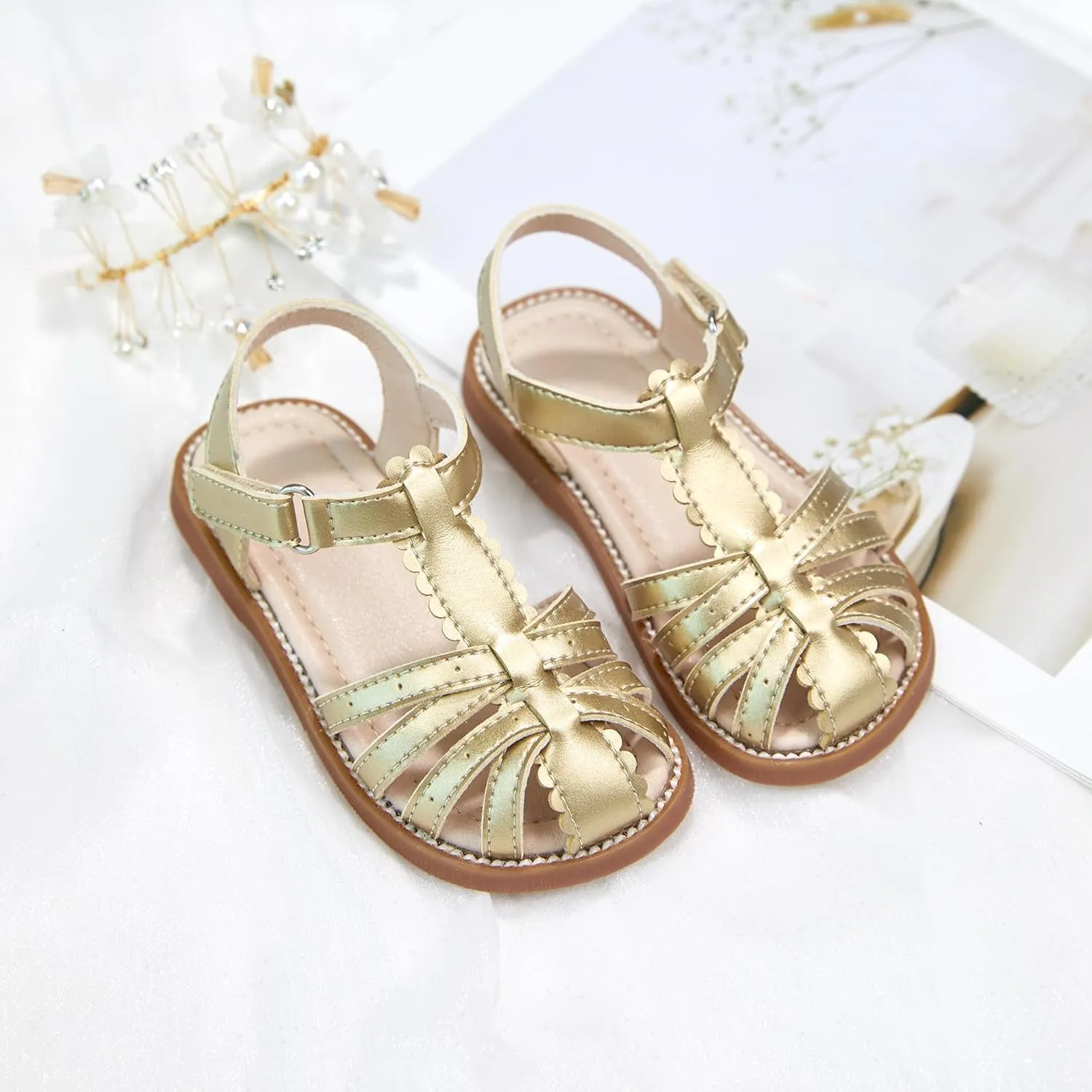Kiderence Toddler Girls Sandals Little Girls Kids Summer Shoes Toddler Sandals