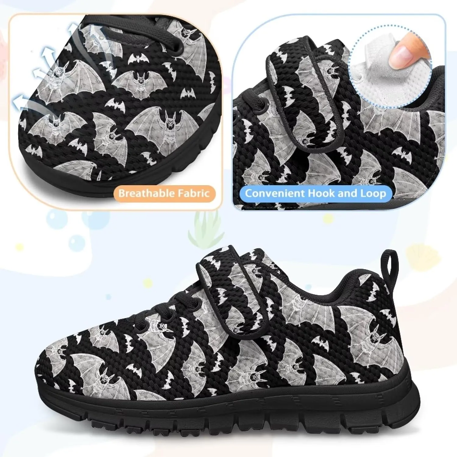 Kids Lightweight Strap Athletic Tennis Shoes Animal Sneakers Breathable Sports Running Walking Shoes for Boys Girls US 11-15