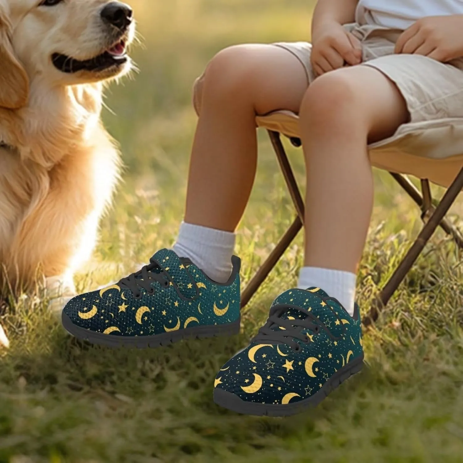 Kids Mesh Sneakers Single Buckle Arch Support Elastic Strap Sports Shoes for Boys Girls
