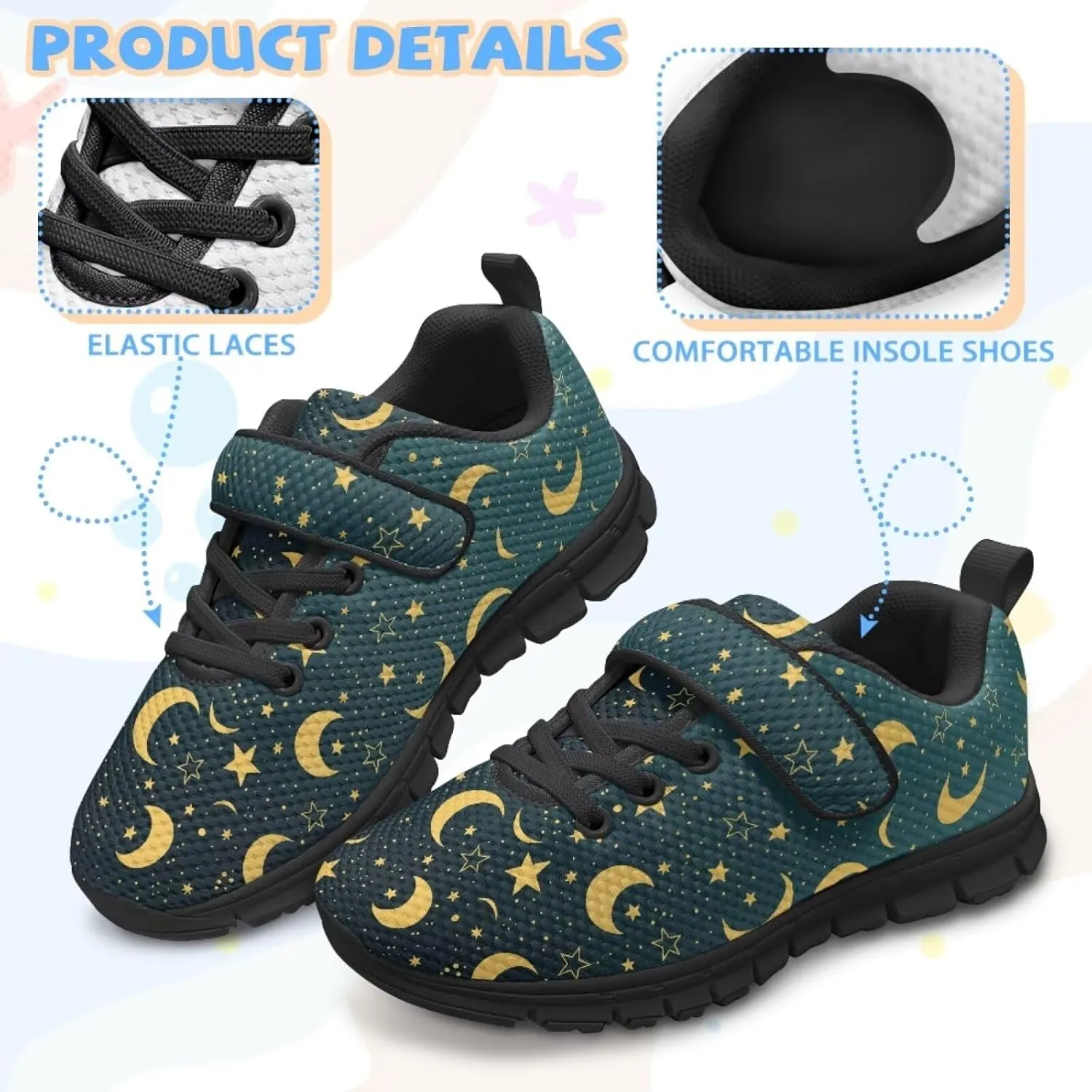 Kids Mesh Sneakers Single Buckle Arch Support Elastic Strap Sports Shoes for Boys Girls
