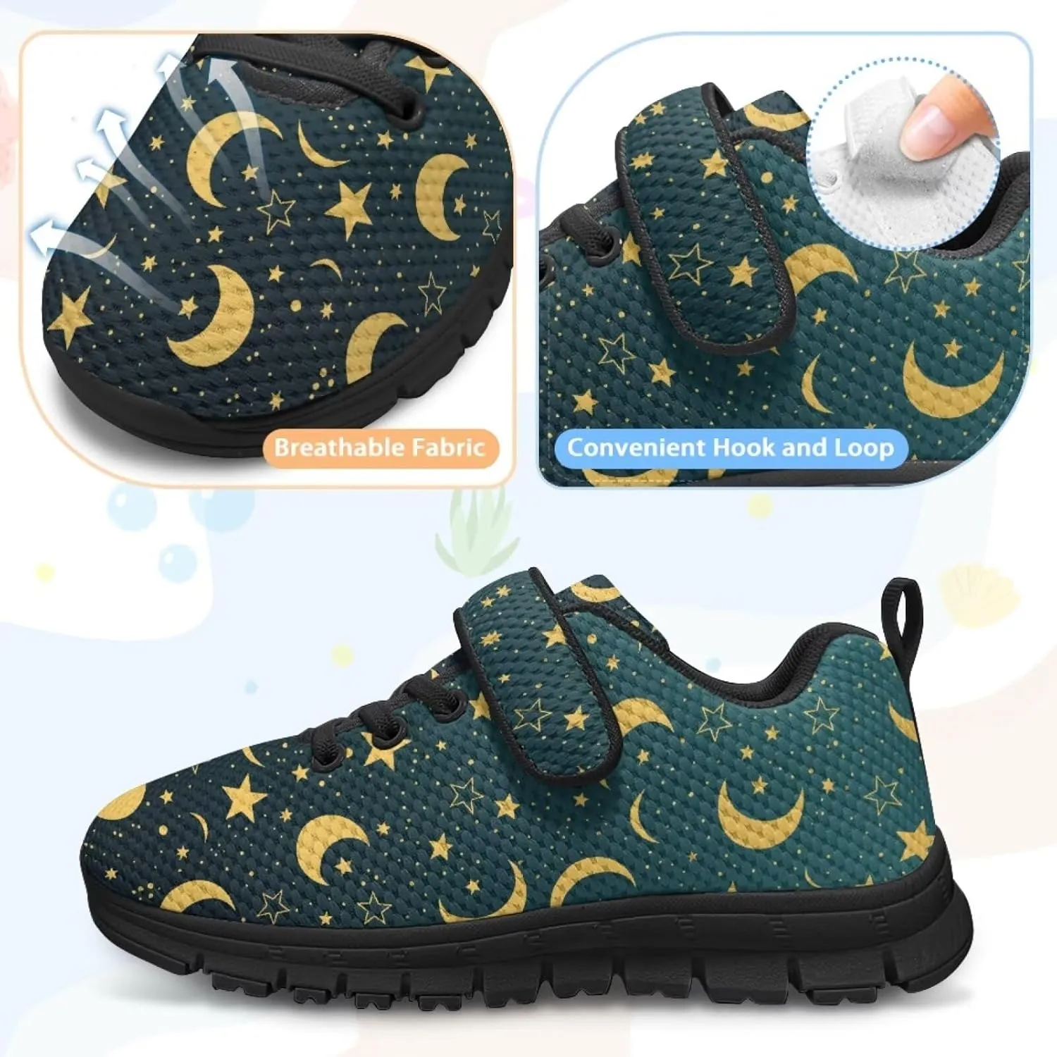 Kids Mesh Sneakers Single Buckle Arch Support Elastic Strap Sports Shoes for Boys Girls