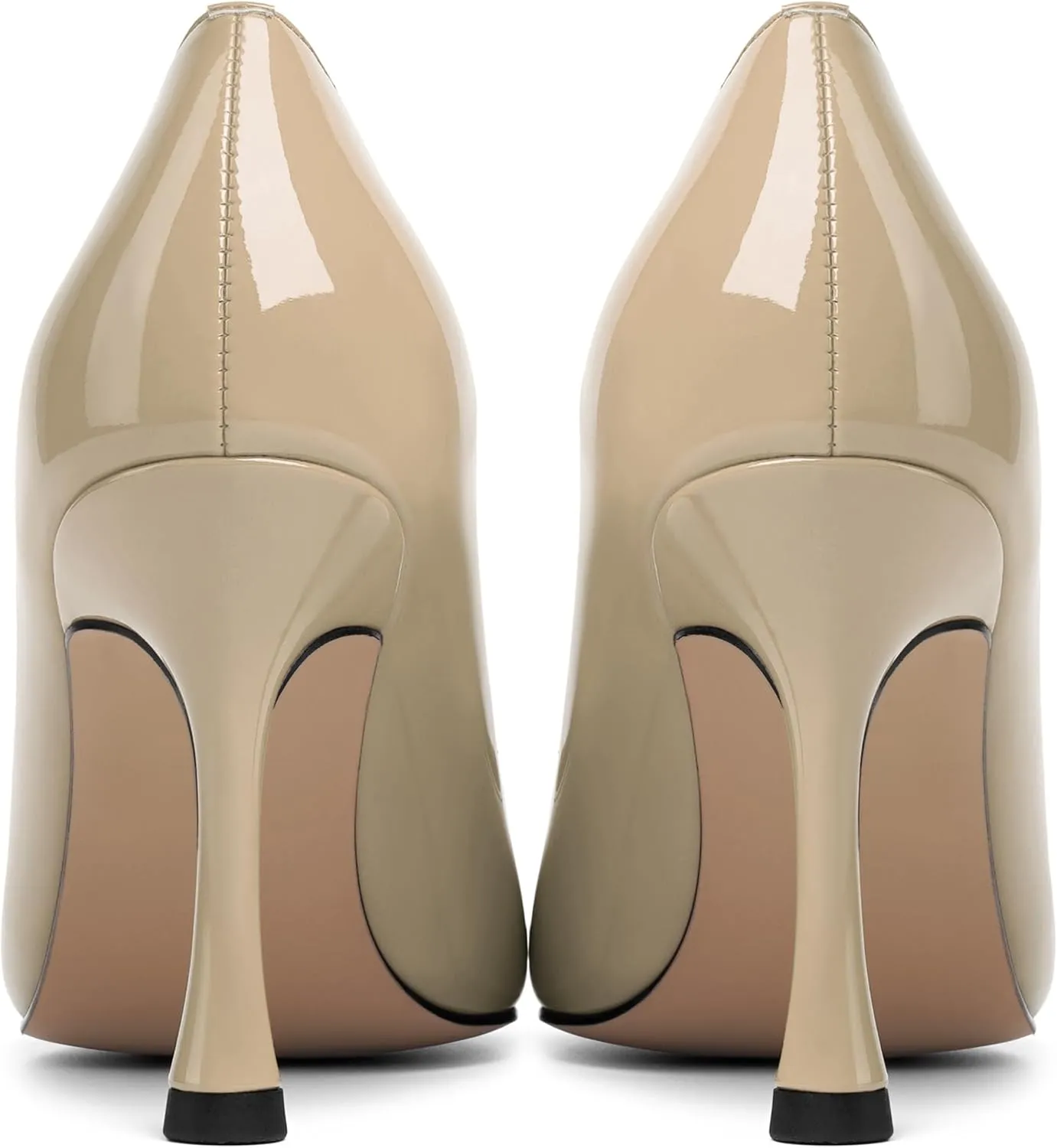 KUOARN Womens Dress Pointed Toe Dating Solid Shiny Patent Slip On Stiletto High Heel Pumps Shoes 3.3 Inch