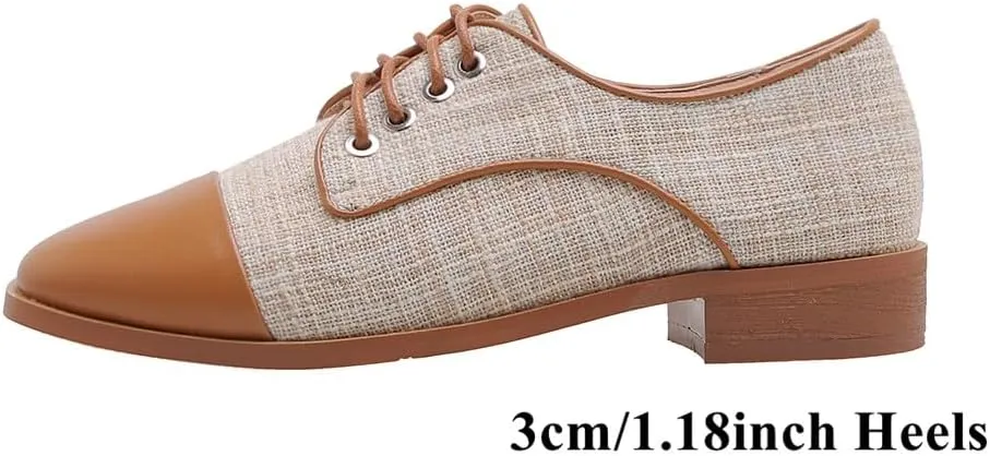 Lace-up Wingtips Oxford Shoes for Women Cutout Brogues Saddle Shoes