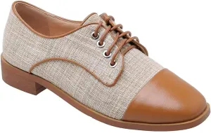 Lace-up Wingtips Oxford Shoes for Women Cutout Brogues Saddle Shoes
