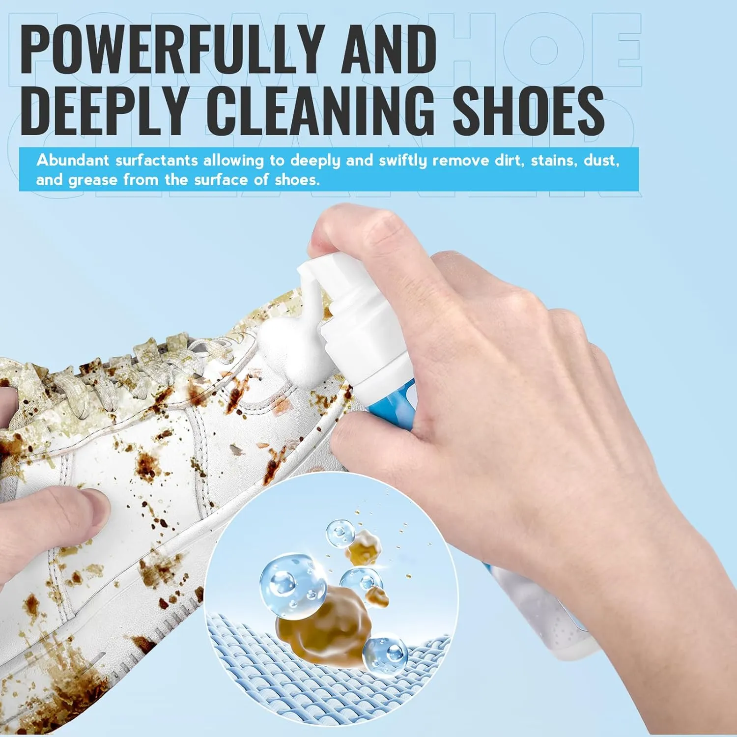 LANBEIDE Shoe Cleaning Kit - 6.76 Oz Sneaker Cleaner with Brush and Towel, White Shoe Cleaner Foam
