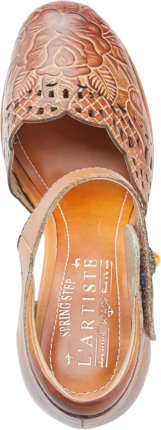L'Artiste Debbihary Mary Jane Pump Shoes for Women | Pointed Closed Toe High Heels for Women with Rose Embossed Details and Adjustable Ankle Strap