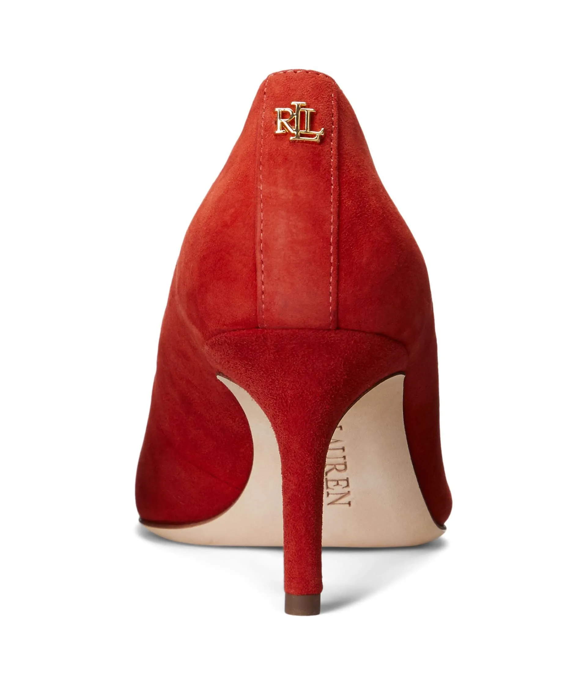 Lauren Ralph Lauren Lanette Pumps for Women - Breathable Synthetic Lining - Leather Upper - Rubber Outsole Womens Lanette Pump Alpaca Suede 10 B - Medium Red Sunstone 7.5 B - Medium