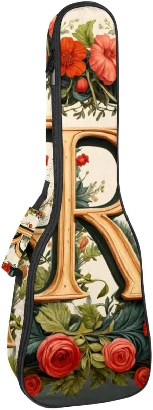 Letter R Surrounded by Wreath Flowers Pattern