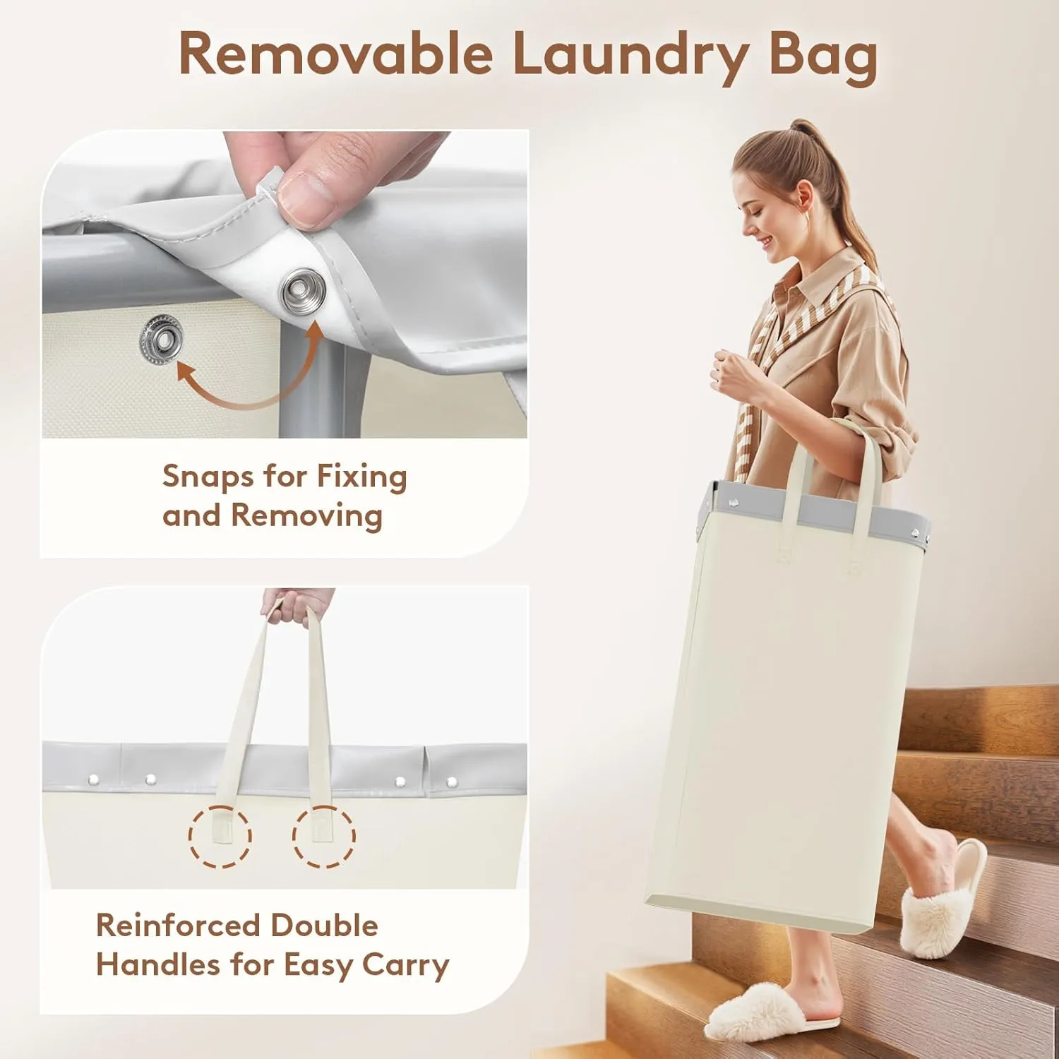 Lifewit 100L Large Laundry Basket with Wheels, Tall 1 Section Laundry Hamper Organizer, Rolling Laundry Cart with Steel Frame & Removable Bag for Luandry Room Bathroom Bedroom, White