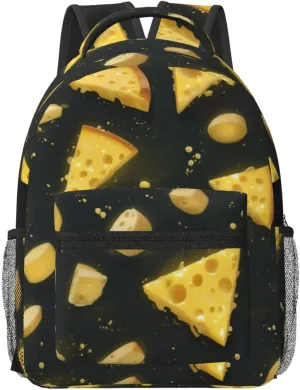 Lightweight and Large Capacity Backpack for Womens Work Travel Shopping, Laptop Backpack Compatible with Yellow Cheese Pattern Texture