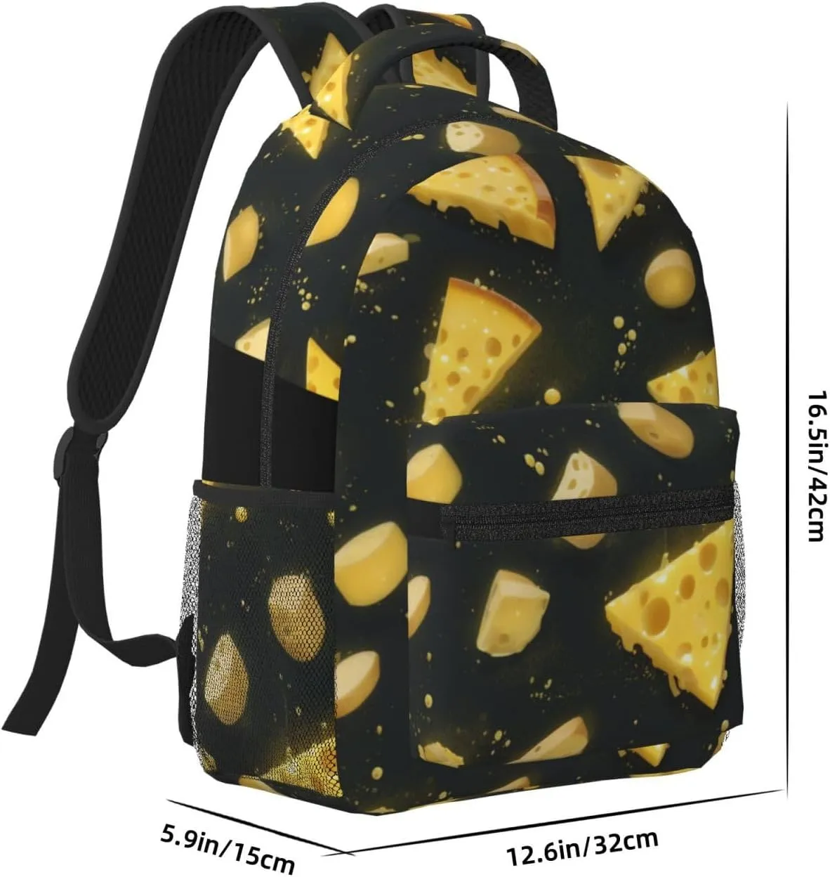 Lightweight and Large Capacity Backpack for Womens Work Travel Shopping, Laptop Backpack Compatible with Yellow Cheese Pattern Texture