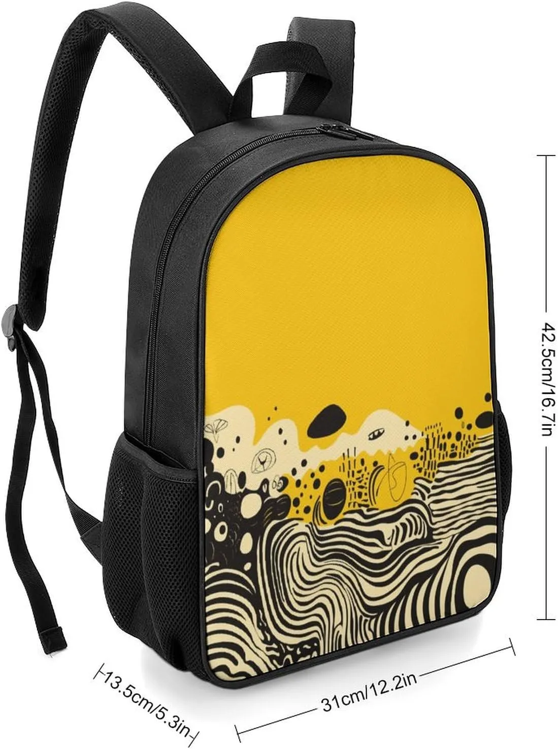 Lightweight Backpacks Cute Travel Bag Durable Mustard Yellow And Black Printing Small Travel Backpack For Women & Men
