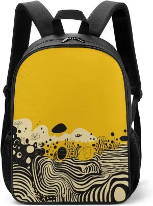 Lightweight Backpacks Cute Travel Bag Durable Mustard Yellow And Black Printing Small Travel Backpack For Women & Men