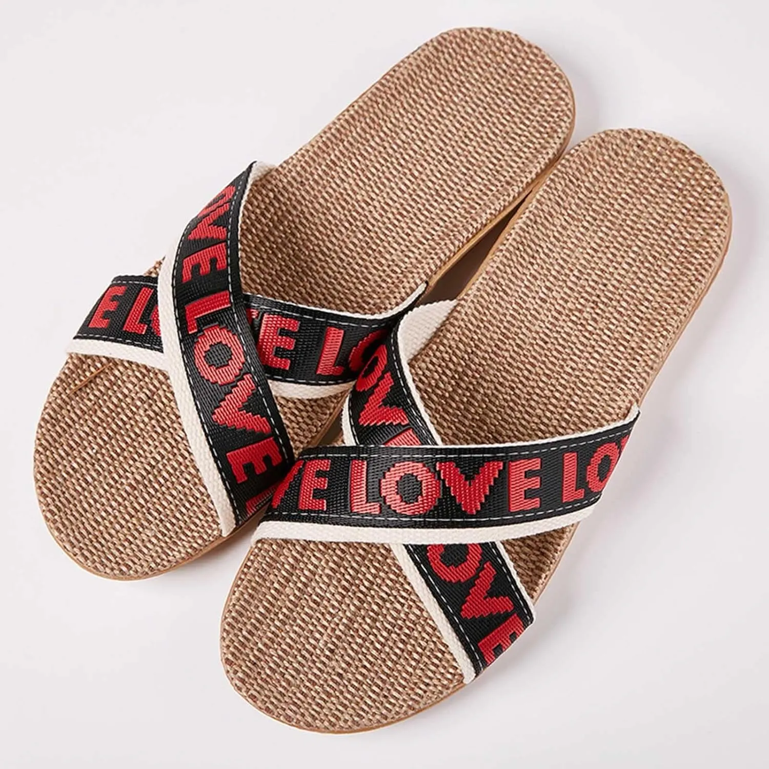Linen Slippers Slippers For Fashion Ladies Women Breathable Bohemia Beach Slip On Shoes Casual Sandals