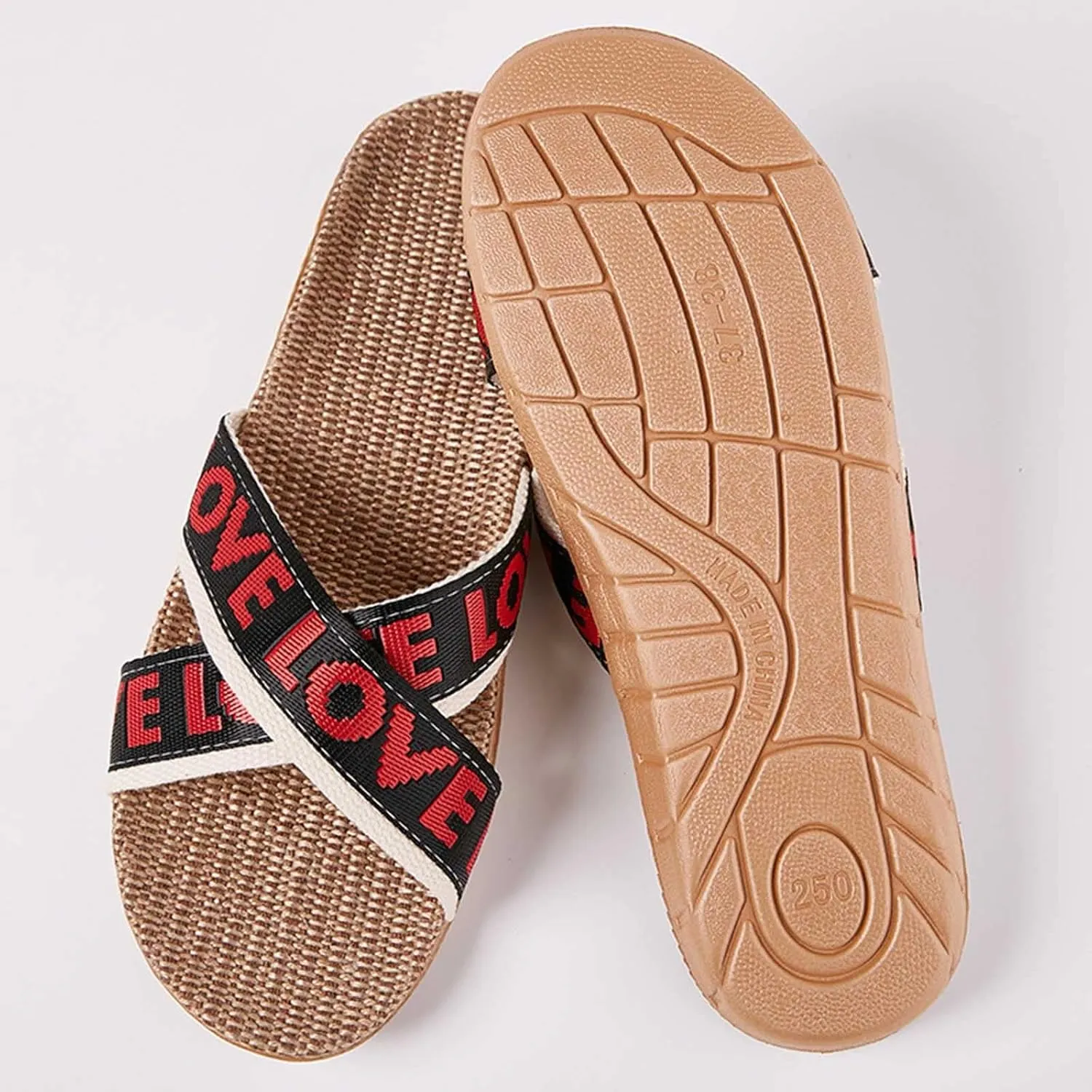 Linen Slippers Slippers For Fashion Ladies Women Breathable Bohemia Beach Slip On Shoes Casual Sandals