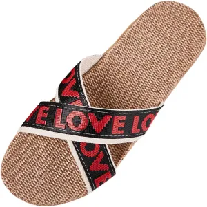 Linen Slippers Slippers For Fashion Ladies Women Breathable Bohemia Beach Slip On Shoes Casual Sandals