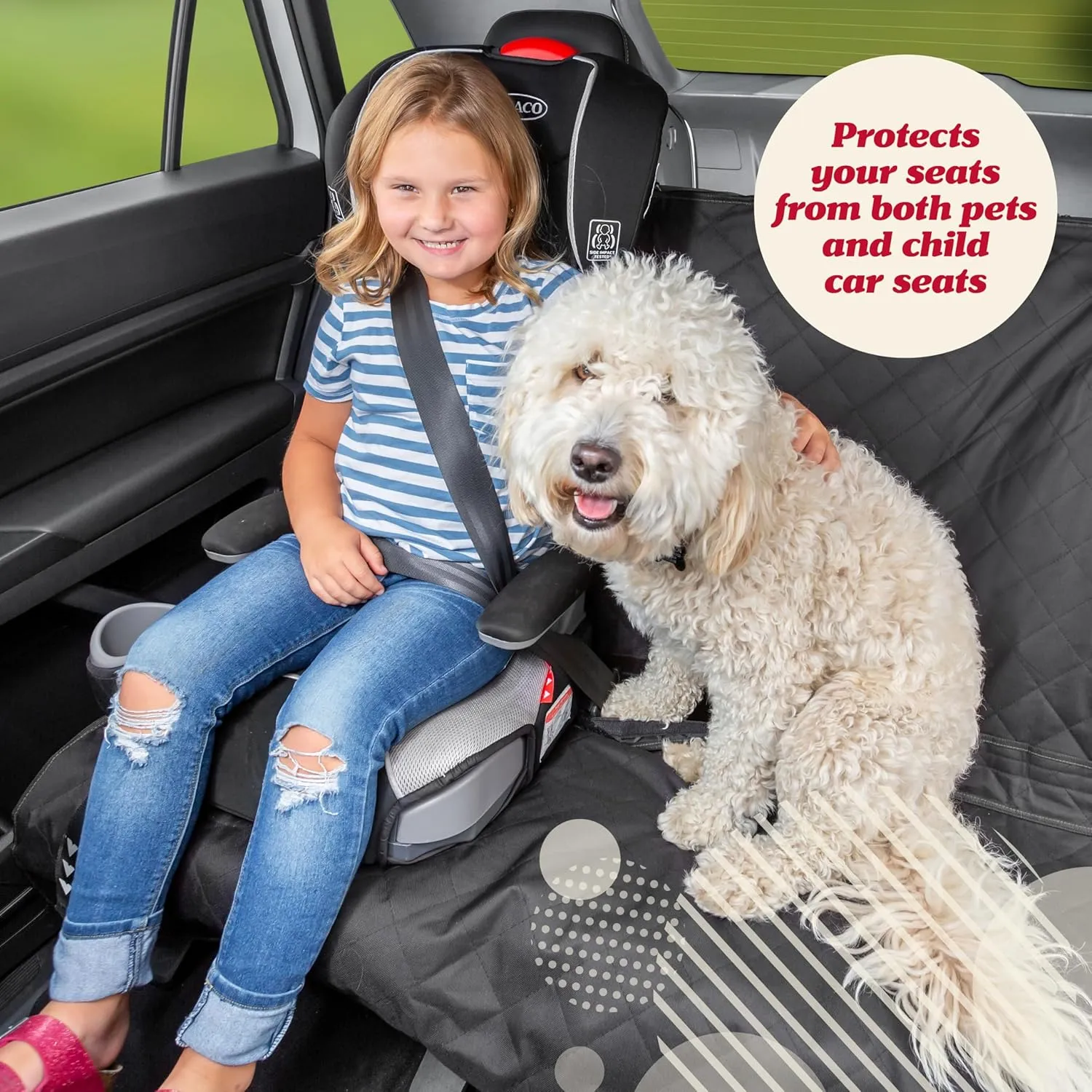 Lusso Gear Dog Car Seat Cover - Non-Slip Waterproof Back Bench Protector for SUV, Car, Truck - Basic Edition Black for Dogs - Camping Gear - Back Seat Covers for SUV