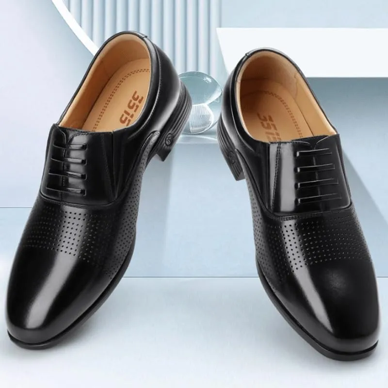 Men's Breathable Perforated Oxfords Summer Fashion Casual Classic Dress Shoes Perfect for Business Casual & Daily Wear(Cowhide Lining | Insole