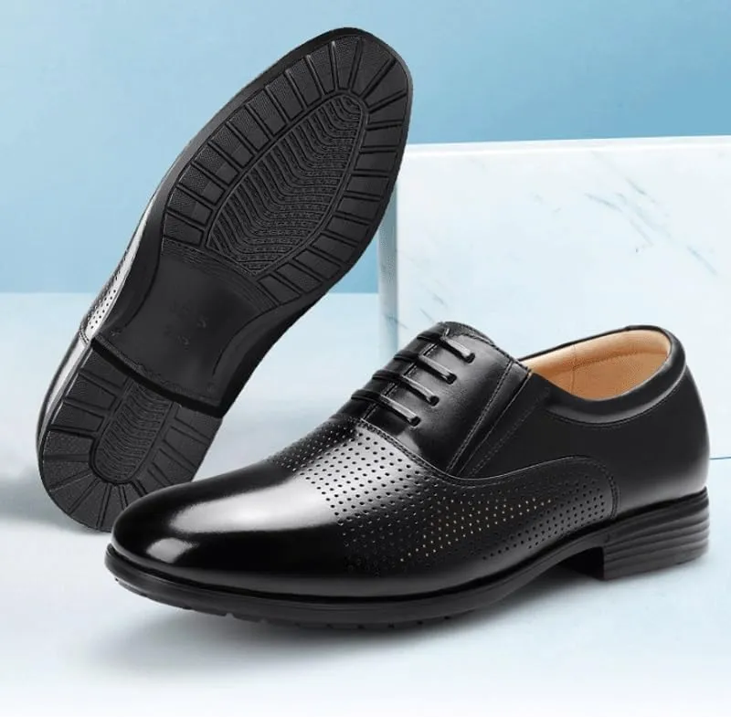 Men's Breathable Perforated Oxfords Summer Fashion Casual Classic Dress Shoes Perfect for Business Casual & Daily Wear(Cowhide Lining | Insole