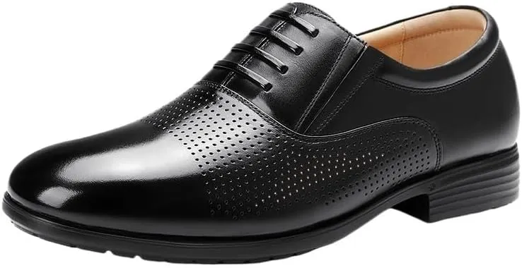 Men's Breathable Perforated Oxfords Summer Fashion Casual Classic Dress Shoes Perfect for Business Casual & Daily Wear(Cowhide Lining | Insole