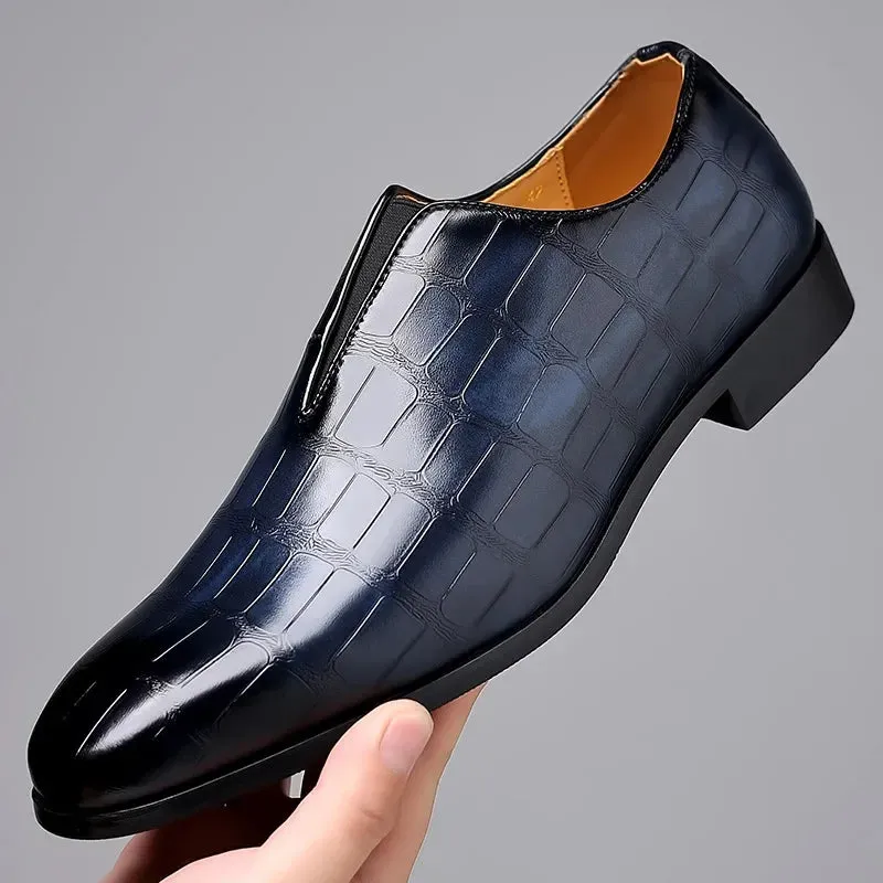 Men's Dark Oxford Croc-Embossed Slip-On Footwear
