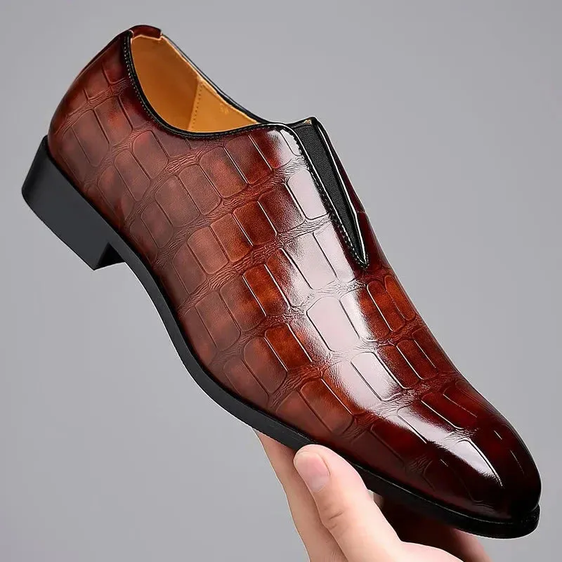 Men's Dark Oxford Croc-Embossed Slip-On Footwear