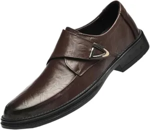 Men's Dress Shoes Classic Retro Comfortable Business Leather Oxford Shoes Non-Slip Softsole Walking Derby Shoes for Men(Brown,7.5)