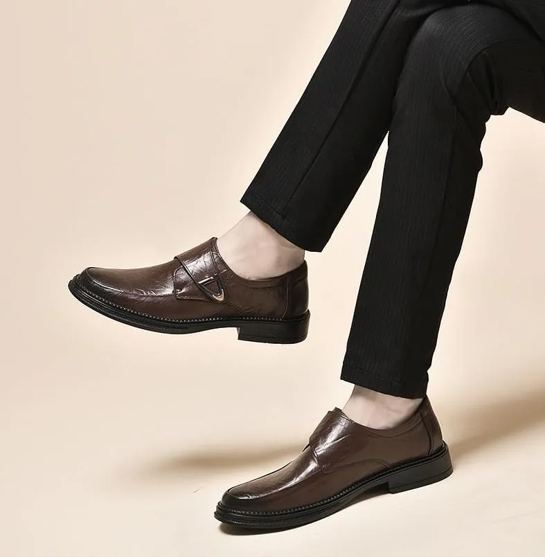 Men's Dress Shoes Classic Retro Comfortable Business Leather Oxford Shoes Non-Slip Softsole Walking Derby Shoes for Men(Brown,7.5)