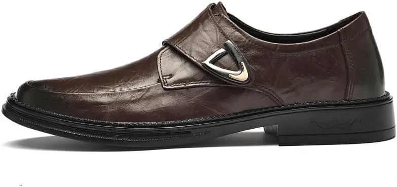 Men's Dress Shoes Classic Retro Comfortable Business Leather Oxford Shoes Non-Slip Softsole Walking Derby Shoes for Men(Brown,7.5)