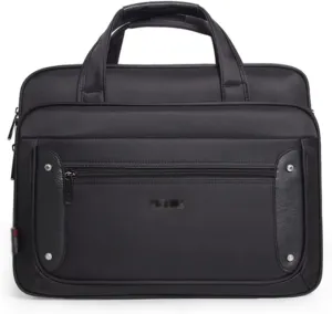 Mens Laptop Briefcase, oxford fabric, Water Resistant Work Bag w/Strap, Multi-pocket design, Retro Shoulder Satchel Bag, for Travel Office Business College, 15.7in
