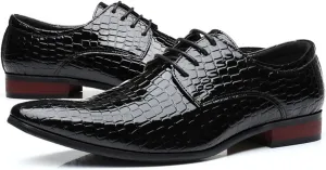 Men's Patterned Pointed Tie Up Business Formal Leather Shoes Classic and Fashionable Oxford Patent Leather Dress Leather Shoes