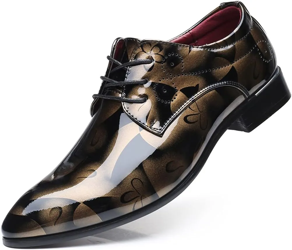 Men's Prince Classic Modern Formal Oxfords Wingtip Lace Up Dress Shoes Business Lace-up Plain Toe Leather Brogue