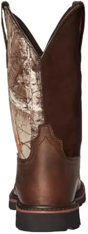 Mens Western Boots Mid Calf Boots Casual Chunky Heel Wide Country Boot Brown Cowboy Boots Embroidered Round Toe Dress Boots