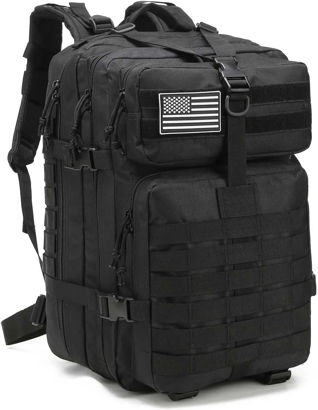 Military Tactical Backpack Men 3 Day Assault Pack 42L Large Capacity Trekking Daypack Rucksack Bag (Black)