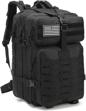 Military Tactical Backpack Men 3 Day Assault Pack 42L Large Capacity Trekking Daypack Rucksack Bag (Black)