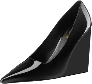miss left Women Classy Pointed Closed Toe High Heel Pumps Slip On Wedge Heels Shoes for Ladies Party Event Dress Size 4-16 US