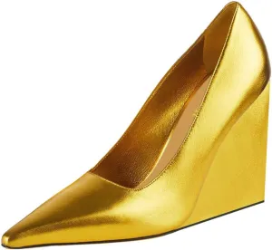 miss left Women Classy Pointed Closed Toe High Heel Pumps Slip On Wedge Heels Shoes for Ladies Party Event Dress Size 4-16 US