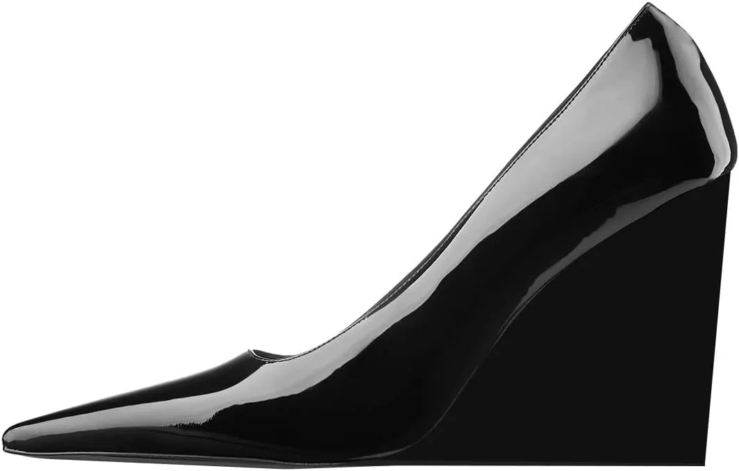 miss left Women Classy Pointed Closed Toe High Heel Pumps Slip On Wedge Heels Shoes for Ladies Party Event Dress Size 4-16 US