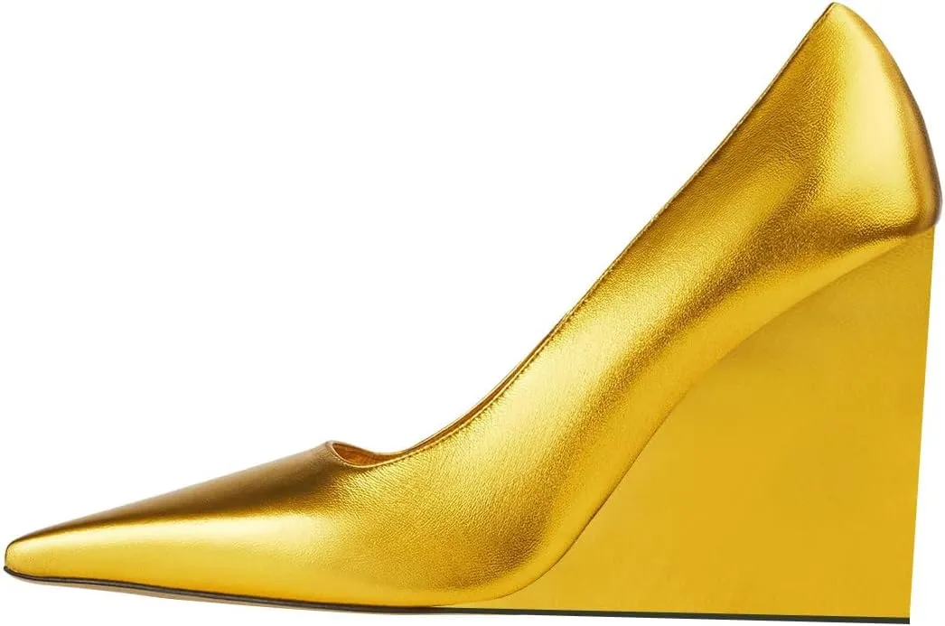 miss left Women Classy Pointed Closed Toe High Heel Pumps Slip On Wedge Heels Shoes for Ladies Party Event Dress Size 4-16 US