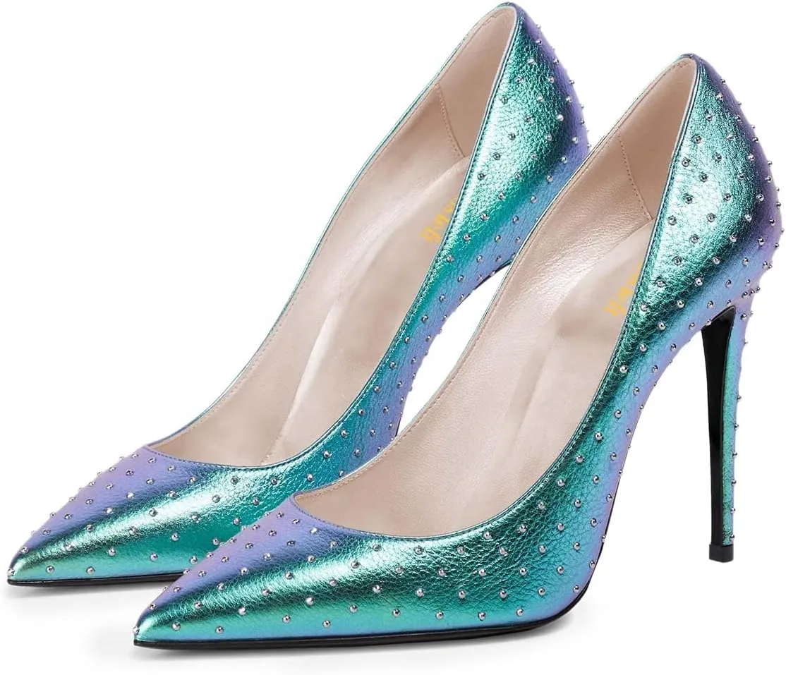 miss left Women Trendy Fashion Closed Pointed Toe Sky High Heel Pumps Slip On Stiletto Heels Shoes for Daily Casually Wear Size 4-16 US