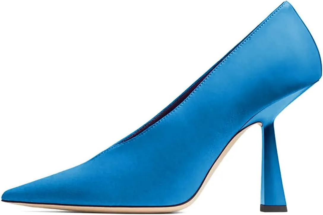 miss left Women's Classic V-Cut Closed Pointed Toe Pumps Slip On High Heel Elegant Daily Office Evening Dress Shoes Size 4-16 US