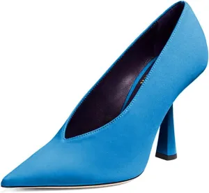 miss left Women's Classic V-Cut Closed Pointed Toe Pumps Slip On High Heel Elegant Daily Office Evening Dress Shoes Size 4-16 US
