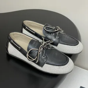 Miumiu Beige and Black canvas leather loafer 227140