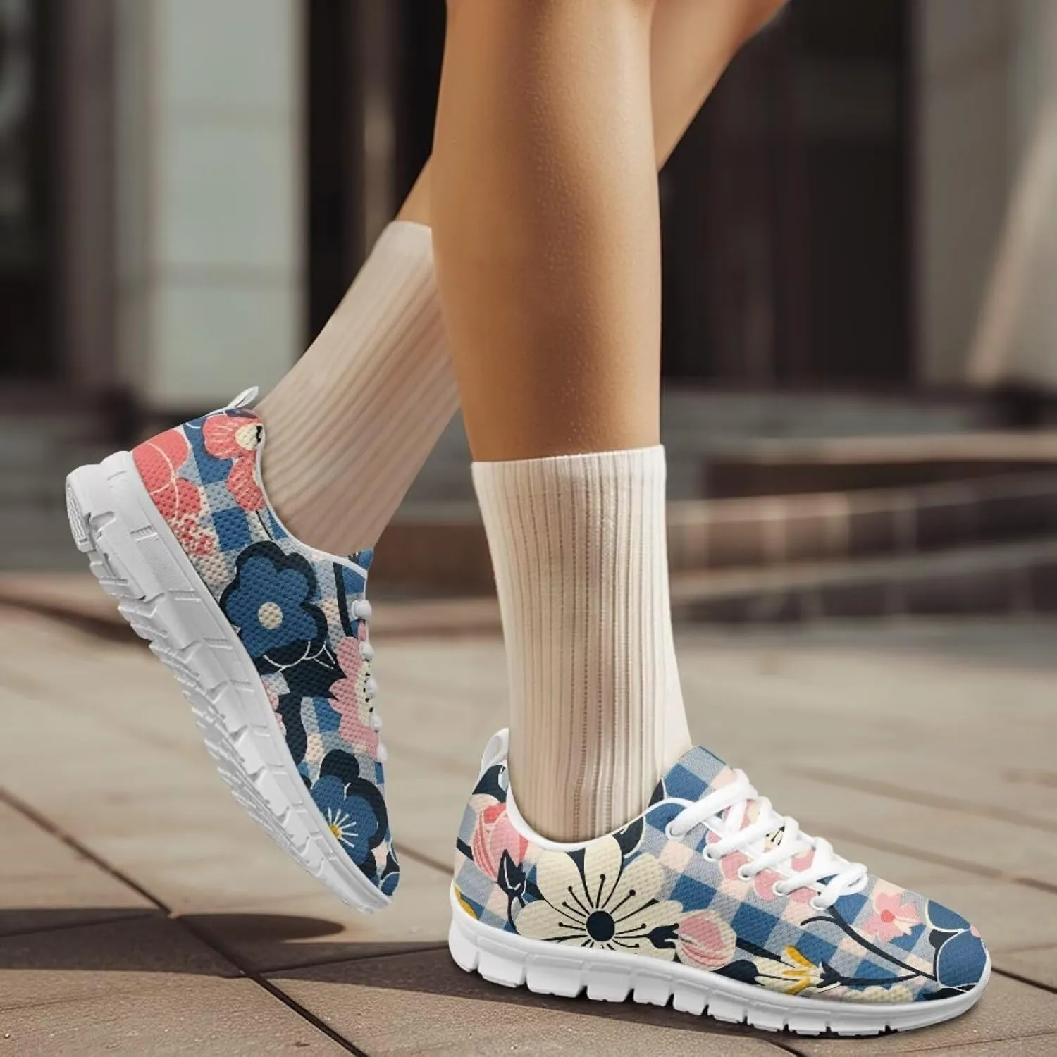 Modysero Shoes for Women Lace Up Tennis Shoes Daily Casual Womens Running Shoes with Mesh Breathable Ladies Footwear