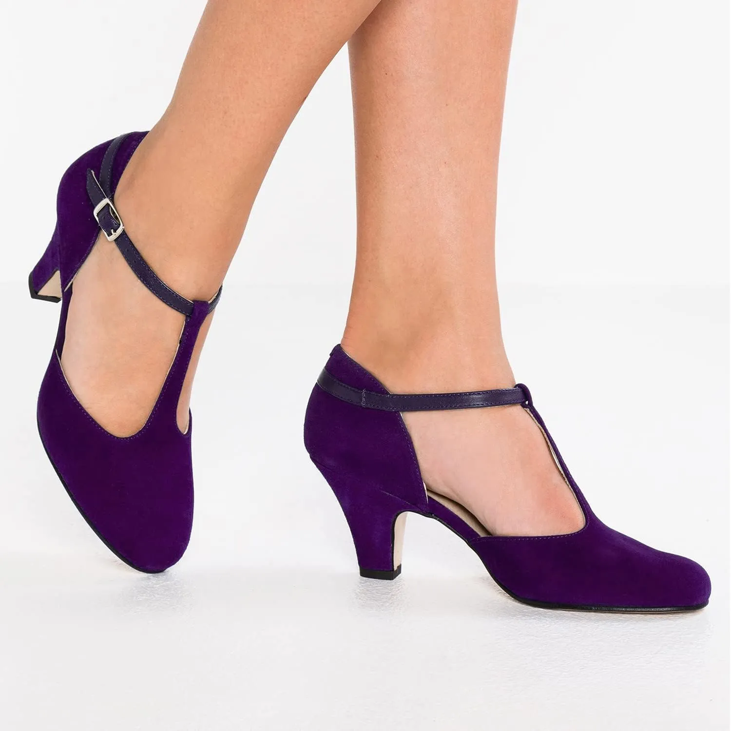 MOOMMO Women Elegant Kitten Heel Mary Jane Pumps Shoes Ankle T-Strap Round Closed Toe Cut-Out Dress Sandals Shoe Chunky Block Heels D-Orsay Suede Work Pump Fall fashion Office Wedding Spring 4-13 M US