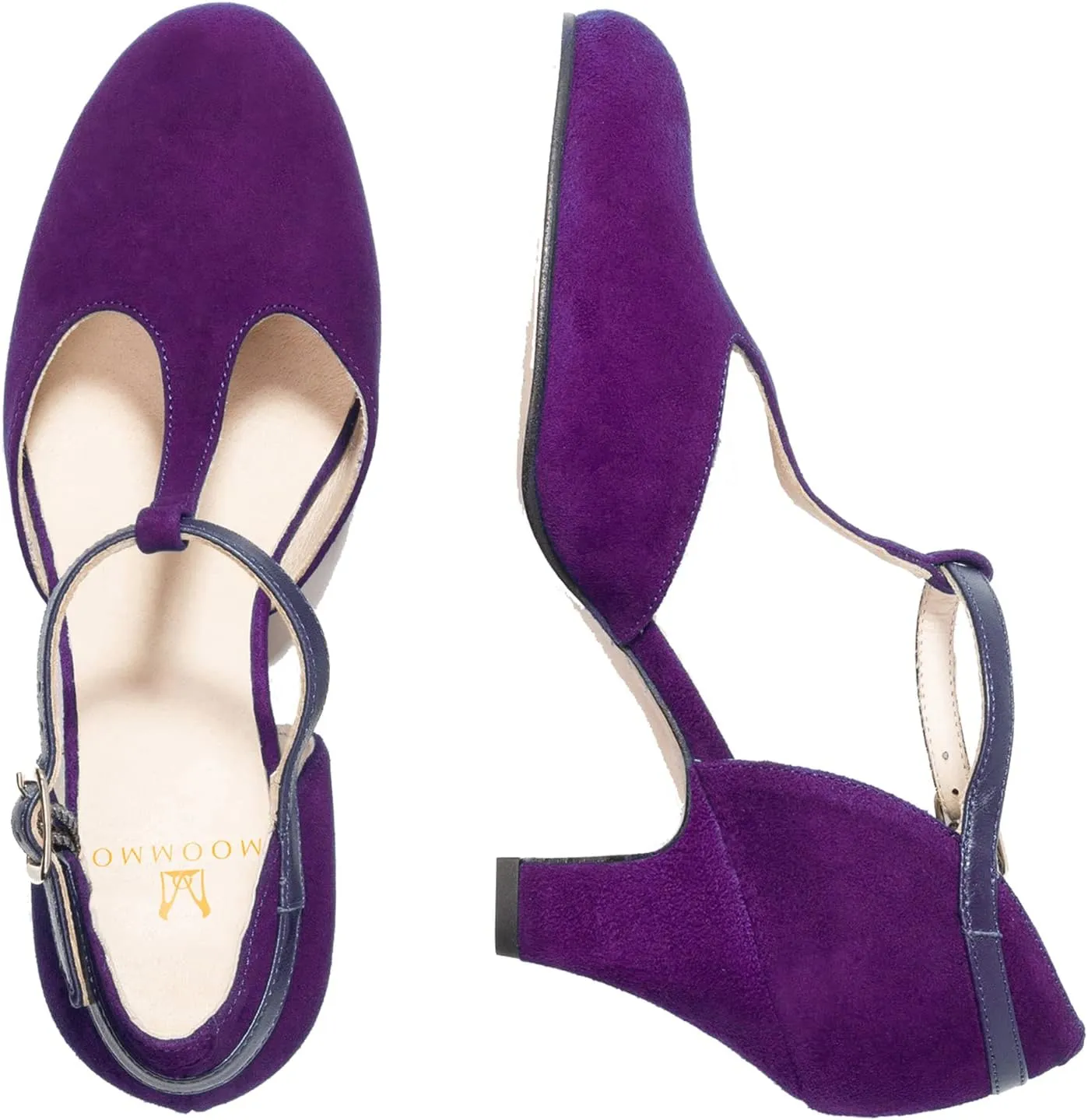 MOOMMO Women Elegant Kitten Heel Mary Jane Pumps Shoes Ankle T-Strap Round Closed Toe Cut-Out Dress Sandals Shoe Chunky Block Heels D-Orsay Suede Work Pump Fall fashion Office Wedding Spring 4-13 M US