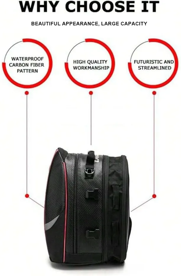 Motorcycle Tail Bag for Triumph Street Triple 765 Street Bike, Large Capacity Water-Resistant Wear-Resistant Motorcycle Helmet Bag, Expandable Rear Seat Storage Luggage Backpack